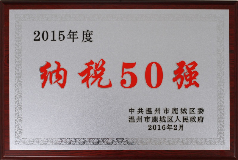 2016年 温州市鹿城区度纳税50强（2015年度）